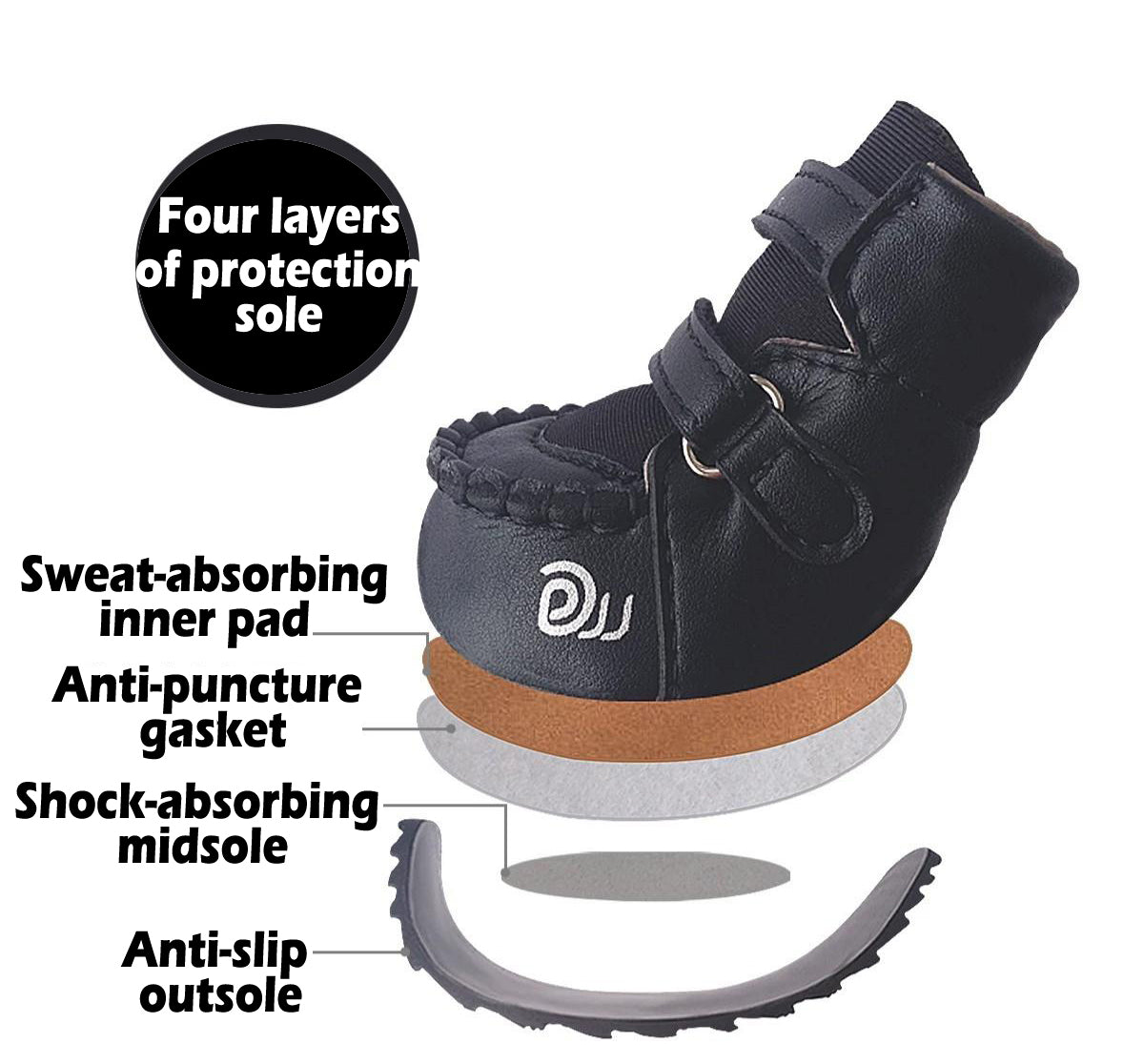 French Bulldog shoes, wide sole  shoes